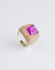 Elegance Champagne Pave Ring with Purple