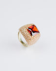 Elegance Champagne Pave Ring with Pomegranate