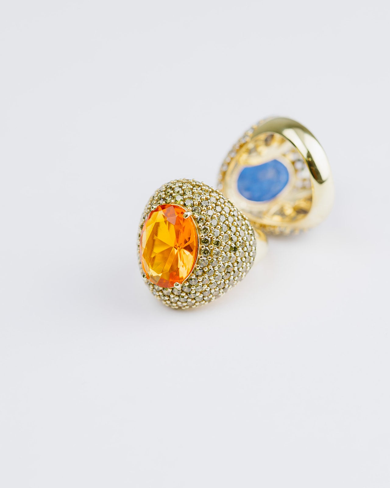 Cocktail Citrine Pave Ring and Peridot