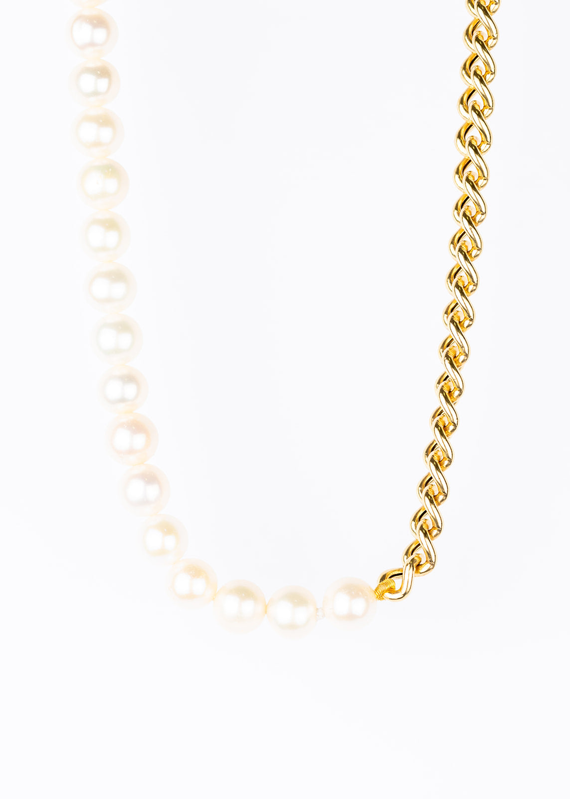 Freshwater Pearl and Chain Connection Necklace