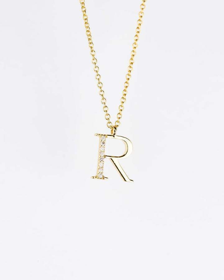 18kt Gold Initial R with Diamonds