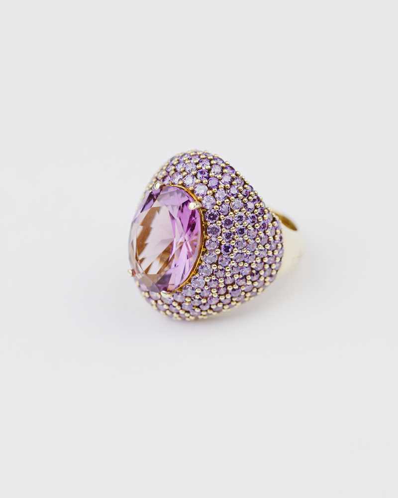 Cocktail Lilac Oval with Purple Pave Ring