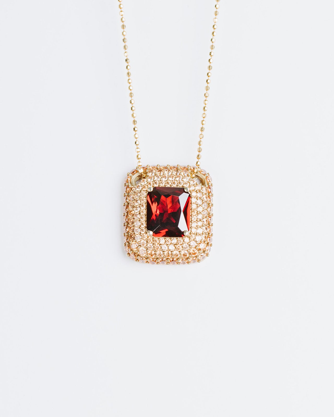 Elegance Champagne Pave Pendant with Pomegranate