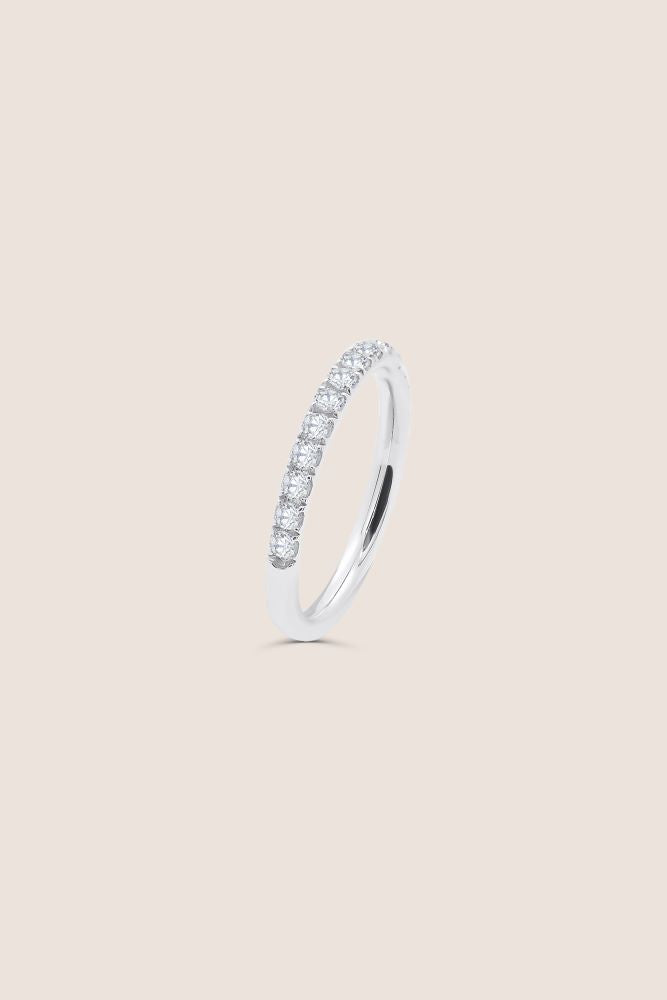 18kt White Gold 9 Stone Eternity Ring with Diamonds
