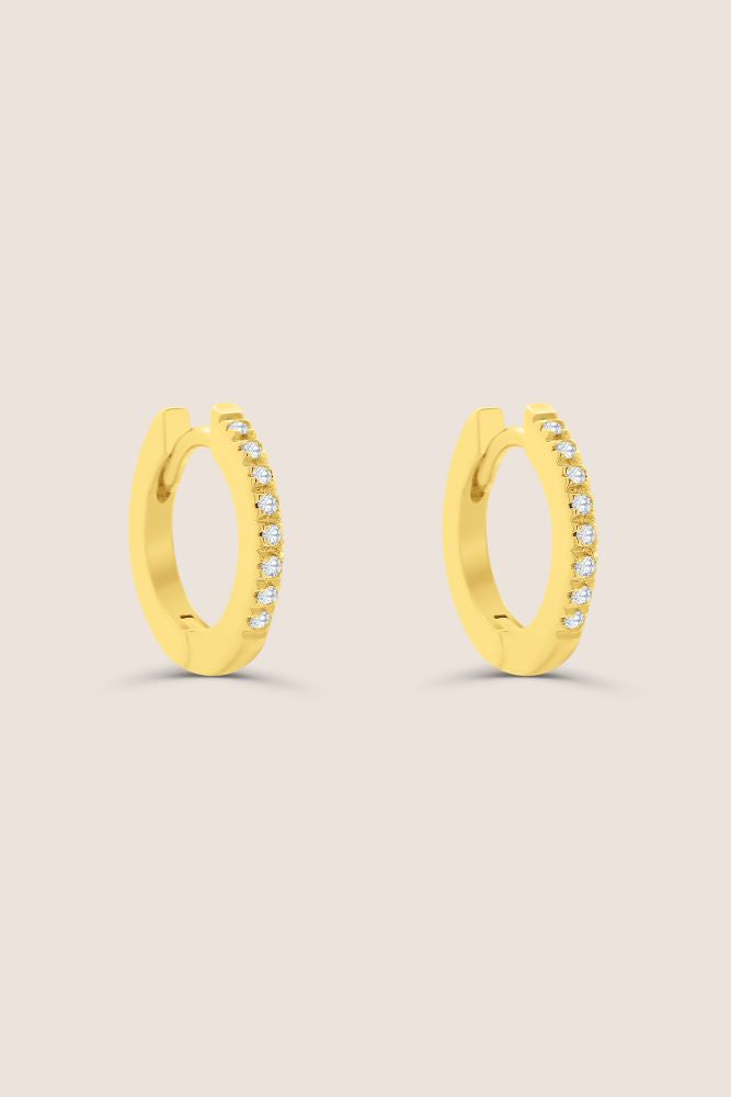 18kt Yellow Gold Diamond Huggies Earrings