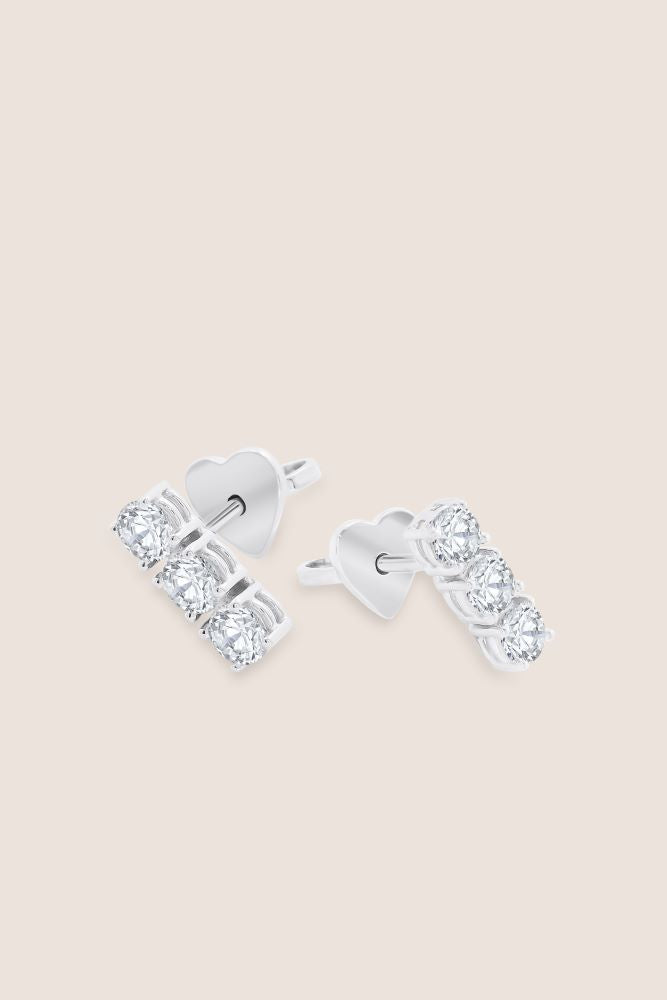 18kt White Gold Trilogy Studs Earrings with Diamonds