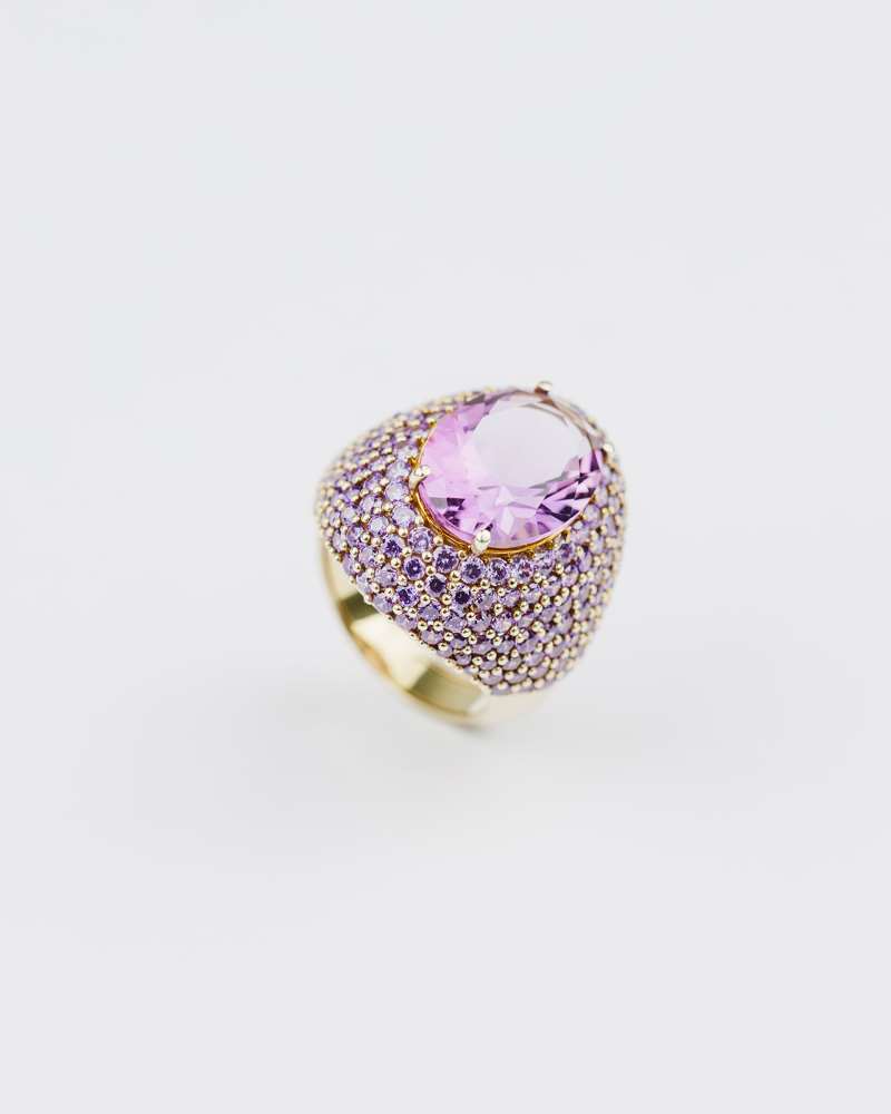 Cocktail Lilac Oval with Purple Pave Ring