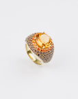 Statement Citrine and Brown Pave Ring