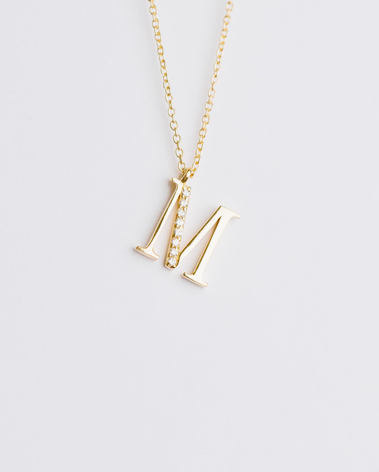 18kt Gold Initial M with Diamonds